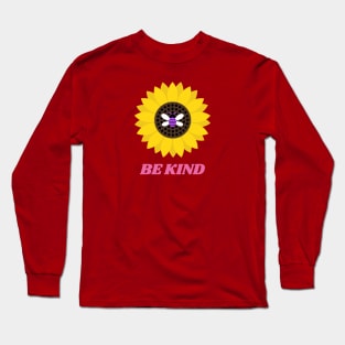 Purple Bee Yellow Sunflower Be Kind Long Sleeve T-Shirt